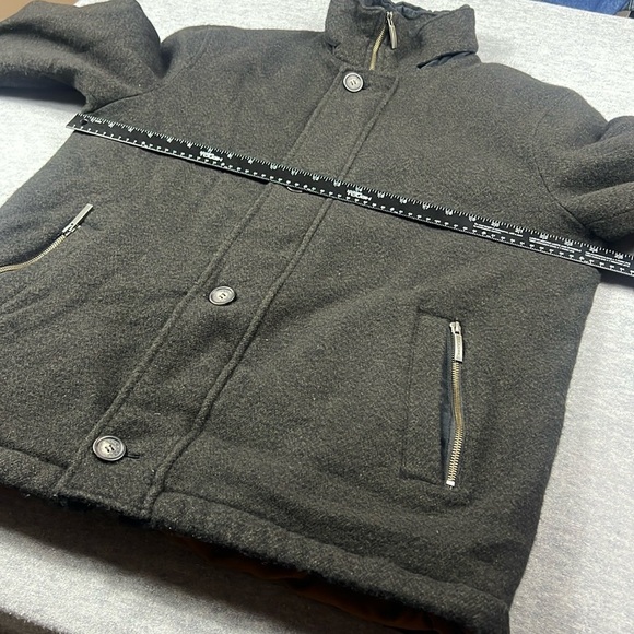 Jos A Bank Men’s Large Wool Tweed Coat Brown Black Button/Zip Pockets Luxury - Picture 8 of 13